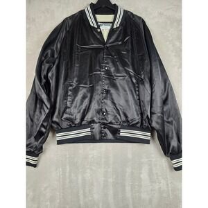 Vintage Horizon Sportswear Bomber Jacket Mens XL Black Satin Cheverolet USA Made